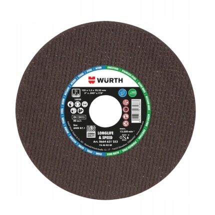WURTH Tarcza tnąca, korundowa A2 D125X1.0MM