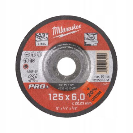 MILWAUKEE Tarcza do szlifowania metalu PRO+ 125x6x22,2mm 1szt.
